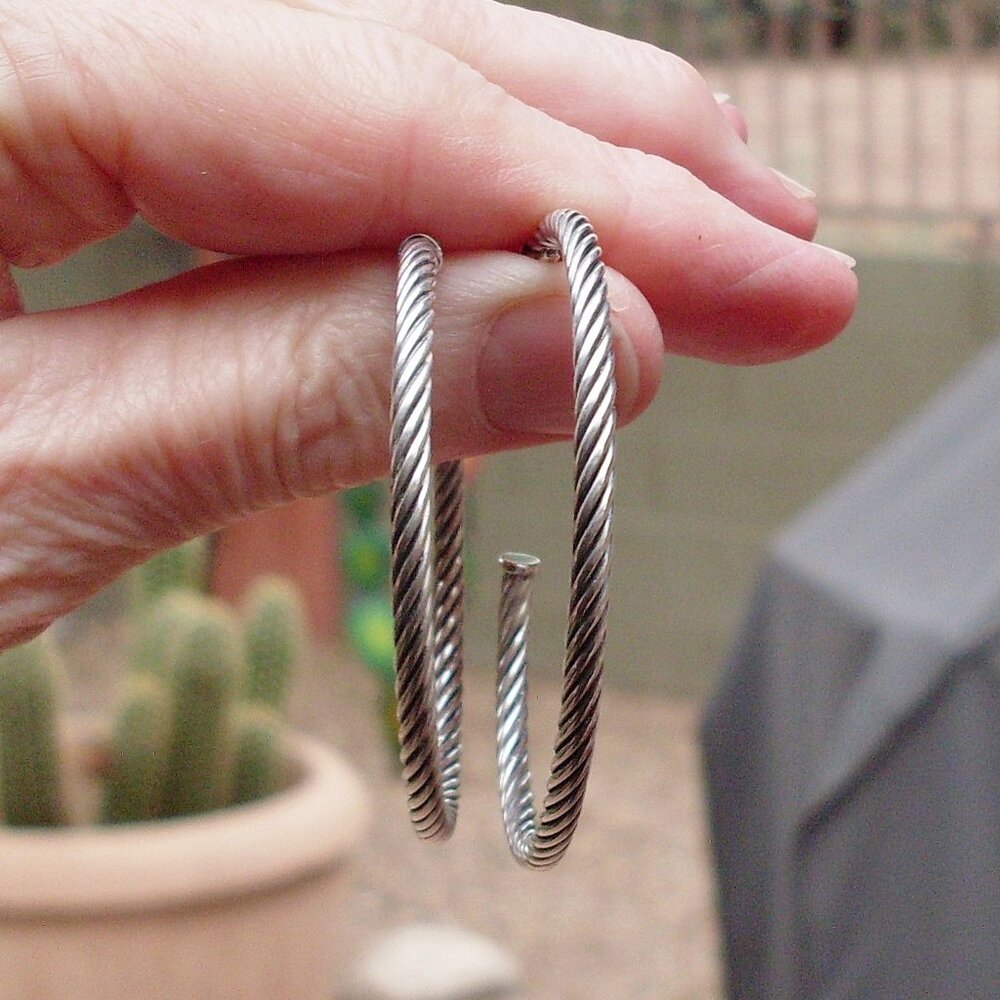 Current Item - David Yurman Cable Hoop Earrings - 50 mm - DY Backs - 14K Posts